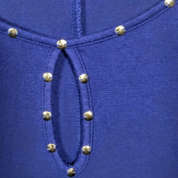 THALIA SODI Cold-Shoulder Blue Top with Beaded Cutout on front Size: S - Picture 5 of 9